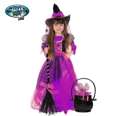 China Polyester Yijie Factory Hot Sale Halloween Carnival Children Kids Girl Witch Costume With Hat for sale