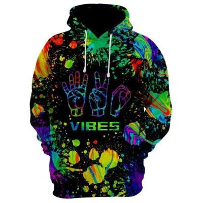 China Boys Pullover Anti Shrink Hoodies With Big Front Pocket With Detailed All Over 3D Print Vibraphone Hoodies for sale