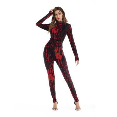 China Spandex Women's 3D Print Ladies Halloween Funny Cosplay Skeleton Printed Jumpsuit for sale