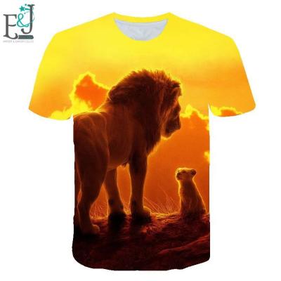 China XXS-6XL Men's XXS-6XL Lion King Anime Cartoon 3D Digital Printed Large Size Animal T-shirt Summer Anti-Shrink for sale