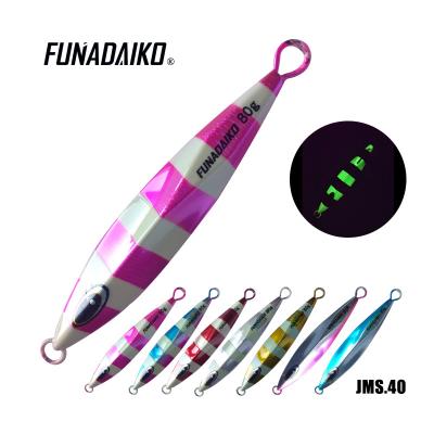 China FUNADAIKO 80g Sea Fishing Lead Metal Jig Saltwater Lures Fishing Slow Pitch Building Luminous Fishing Lure for sale