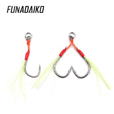 China Saltwater Fishing Aid Hooks Japan Iseama Single And Double Hook With Glow Feather for sale