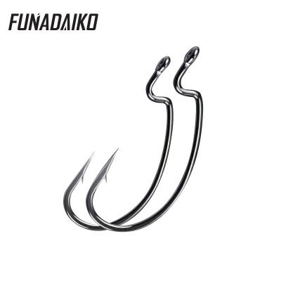 China FUNADAIKO Strength Freshwater High Carbon Steel Extra Sea Fish Hooks Offset Leg Worm Jig Hook for sale