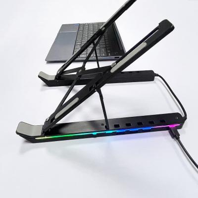 China Foldable Aluminum Adjustable Black Laptop Stand RGB Laptop Stand Stand For Bed for sale