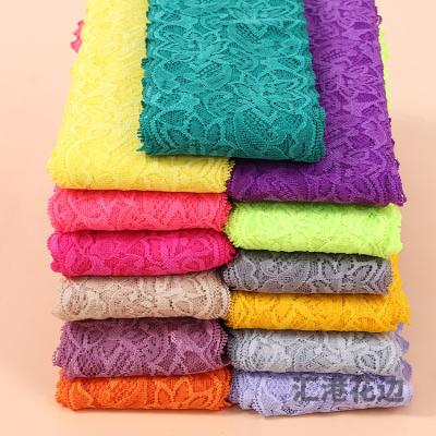 China Hot Sale Elastic Nylon Spandex Lace Fabric Stretch Fabric Multiple Colors With Elastic For Wedding Dress for sale