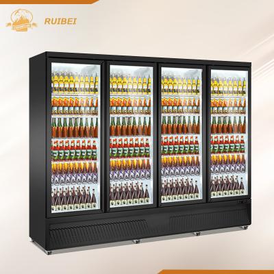 China Single-Temperature Supermarket 4 Door Upright Energy Drinks Cooler Display Fridge for sale