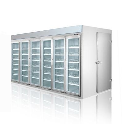 China Large Volume Walk In Cold Storage Room Glass Door For Supermarket for sale