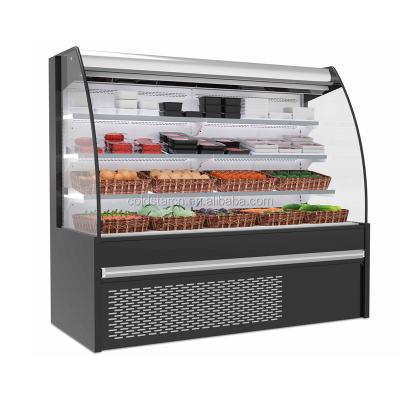 China Supermarket Large Volume Multi-deck Upright Open Air Curtain Display Fridge for sale