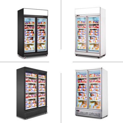 China Single-temperature Supermarket Vertical Glass Door Equipment Ice Cream Storage Refrigerant Display Freezer for sale