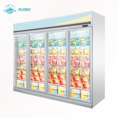 China Commercial Upright Ice Cream Showcase Cooler Refrigerator Single-Temperature Glass Door Display Refrigerator and Freezer for sale