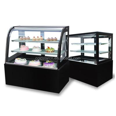 China Single-temperature 18m Curved Glass Pastry Showcase Refrigerated Cabinet Fan Cooling Cooler for sale