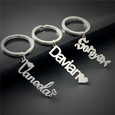 China 2022 New Arrivals CAR Key Chain Custom Lovers Name Text Key Chain Stainless Steel Stainless Steel Llavero For Women Men Keychain for sale