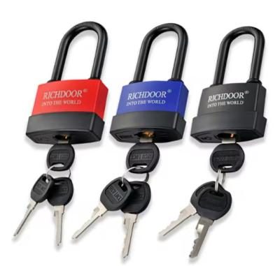 China Long Shackle isolation Safety Lockout Padlocks Plastic Casing Iron 80mm for sale