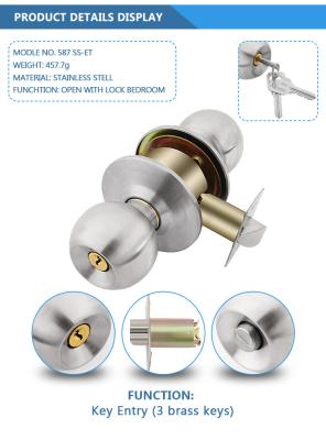 中国 Residential Bathroom Bedroom Interior Safe Tubular Lever Lockset Cylindrical Handle Knob Door Lock 販売のため