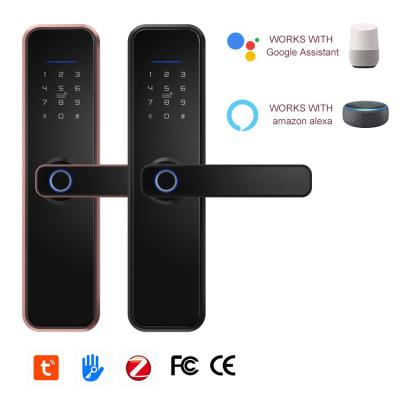 China Aluminum Alloy Anti-Lock Biometric Fingerprint Keyless Tuya Smart Door Lock Electronic Digital Smart Door Lock en venta