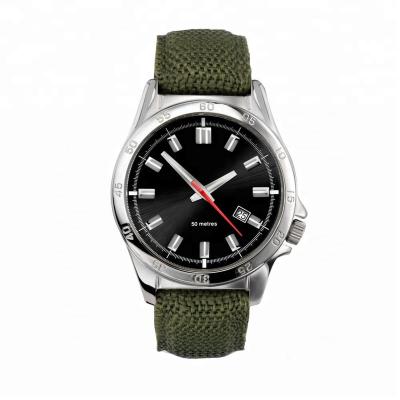 China Auto Date Automatic Stainless Steel 5atm Waterproof To Customize Nylon Strap Watches for sale