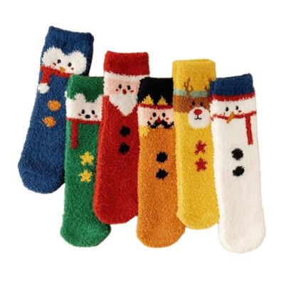 China YUELI QUICK DRY Wholesales Cute Winter Fuzzy Cartoon Women Sleeps Warm Socks for sale