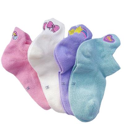 China QUICK DRY YUELI Wholesales Cute Custom Logo Summer Embroidery Ankle Kids Socks for sale