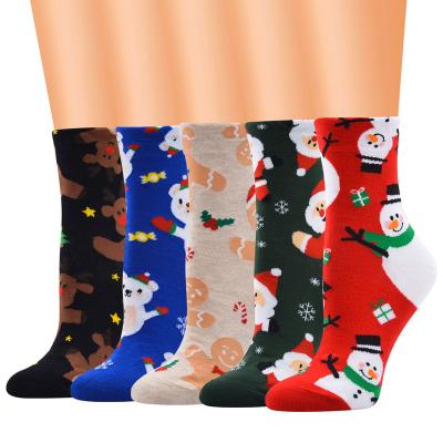 China Yueli 2021New Christmas Snowman Cartoon Series High Quality Cotton Women's Socks QUICK DRY for sale