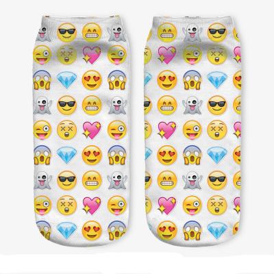 China YUELI antibacterial qq expression 3D sublimated print cute thermoprint socks for sale