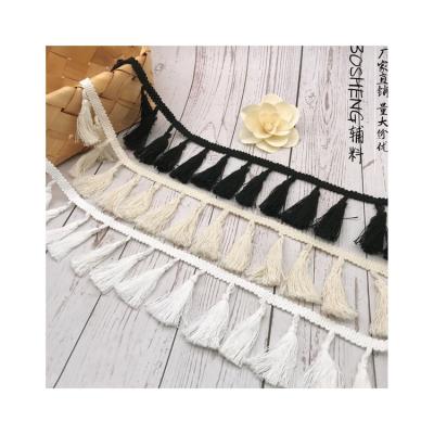 China Elastic Tassel Cotton Lace Garment Trim Strap 7cm Webbing Fringe Ribbon Viable Lace Supplier for sale