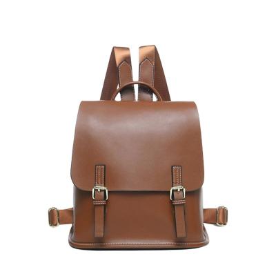 China Motion Sensing Woman Old School Real Cow Genuine Leather Backpack Customized Backpacks Lady Shoulder Bags for sale