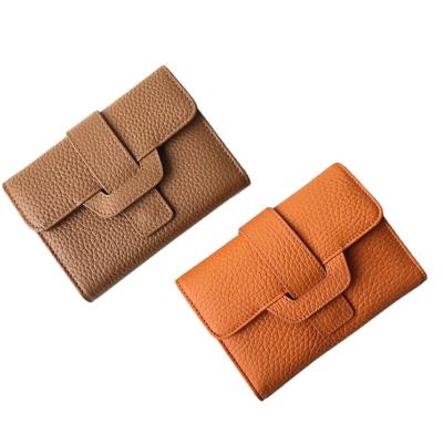 China XBL waterproof ladies pinch short latch women wallet genuine leather plain cowhide leather purses wholesale 2022 for sale