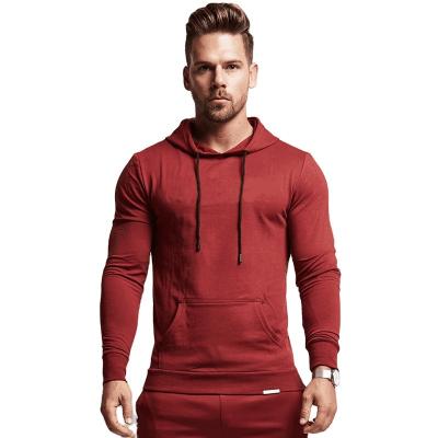 China High Quality Gym Sweat Men Anti-Wrinkle Fashion Fitness Burgundy Cotton Custom Embroidered Pullover Hoodies for sale