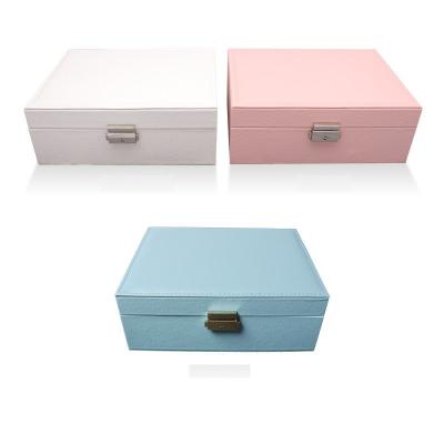 China Classic Luxury Jewelry Boxes PU Large Capacity Makeup Storage Travel Box Leather Jewelry Display Box for sale