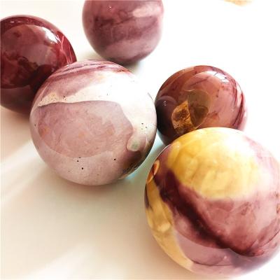 China Wholesale Natural Polished Yellow Pink Mookaite Crystal Therapy Stones Ball Mookite Sphere Balls From Europe for sale