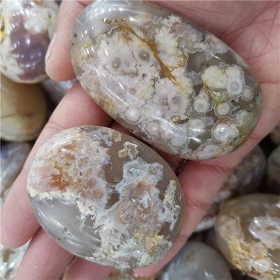 China Europe Cherry Blossom Sakura Agate Palmstone Natural Crystal Palm Tumbled Polished Stone for sale