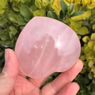 China Natural Healing Rose Pink Crystal Heart Shape Crystal Tumbled Rose Quartz Hearts from Europe Wholesale Hot Sale for sale