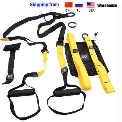 China Durable Sports Gym Workout Fitness Suspension Trainer Belt Hanging Up Pull Rope Resistance Bands Training for sale