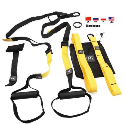 China Durable Fitness Suspension Trainer Belt Hanging Up Pull Belt Sports Gym Workout Resistance Bands Training Rope PRO3 for sale