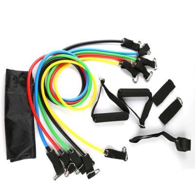 China Durable 11pcs/set Latex Pilates Yoga Belt Fitness Strength Tubes Pull Rope Pull Up Resistance Bands for sale