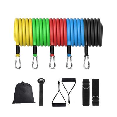 China Durable 11pcs Latex Resistance Bands 100LB Pilates Yoga Fitness Strength Tubes Pull Rope for sale