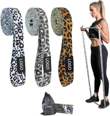 China Custom Printed Polyester + Latex Fabric Pull Up Bands Hip Wrap Non Slip Booty Bands Long Resistance Bands for sale