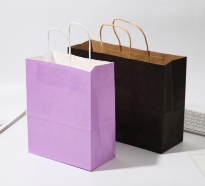 China Eco Friendly Disposable Kraft Paper Bag With Your Own Logo , Custom Food Shopping Paper Bag With Handles for sale