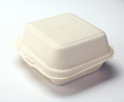 China 6 Inch Eco Friendly Biodegradable Top Block Take Away Container Sugar Cane Compostable Bagasse Hamburger Disposable Boxes for sale