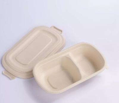 China 750ml 1000ml 1200ml Biodegradable Sugarcane Bagasse Paper Salad Meal Eco Friendly Box With Lid for sale