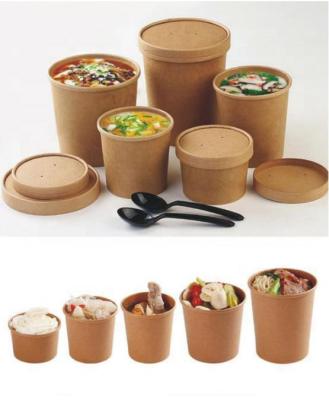 China Eco Friendly Disposable Kraft Paper Bowl For Noodle Or Soup for sale