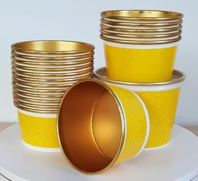 China Disposable Disposable Take Out Food Gold Aluminum Foil White Paper Bowl for sale