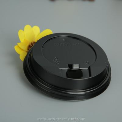 China Disposable Eco-Friendly Disposable Coffee Cup Black And White 90MM Plastic Lid for sale