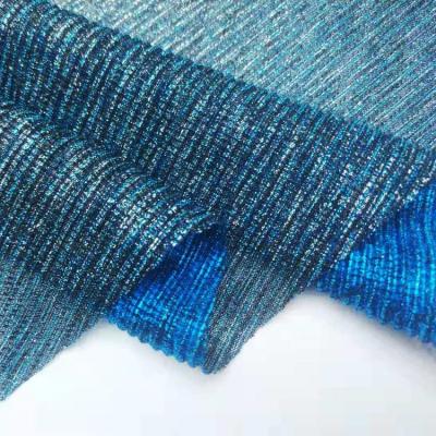 China Anti-static metallic mesh pleated Tulle lurex knit sparkle moonlight fabric with glitter and foil for women dress for sale