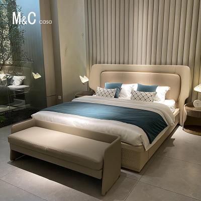 China (Height)Adjustable Leather Bed 1.8 Meters Leather Bed 180*200 Luxury Soft Leather Bed Art for sale