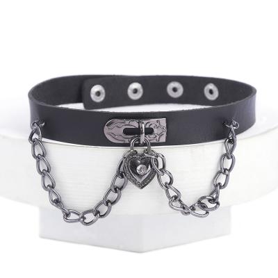 China High Quality Gothic Spikes Rivets Punk Men Women Nightclub Neckerchief Harajuku PU Leather Choker Necklace Jewelry for sale