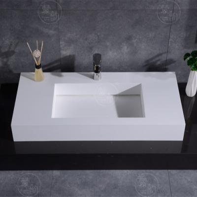 China FW-9003 Modern Artificial Stone Wash Basin Sink White Wall Hung Basin for sale