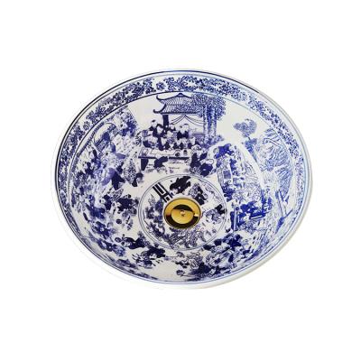 China Modern Chinese Basin Countertops Ceramic Bathroom Basin Gold Plated Sink for sale