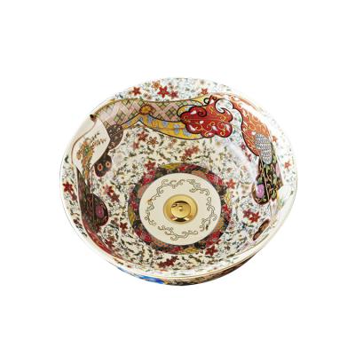 China Modern Ceramic Countertop Sinks Colorful Pattern Wash Basin for sale