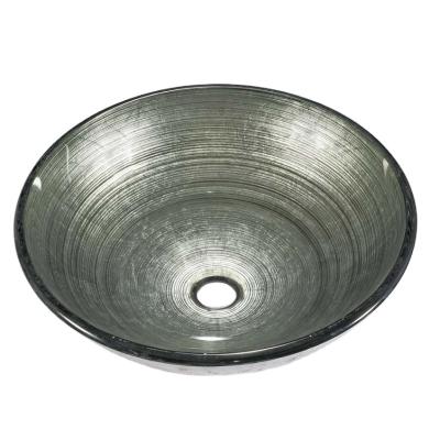 China S196-12 Tempered Glass Modern Vessel Sink Silver Ring for sale